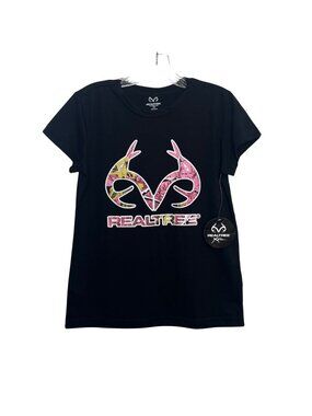 Realtree Short Sleeve Tshirt Womens Small Black Pink New Hunting Outdoors